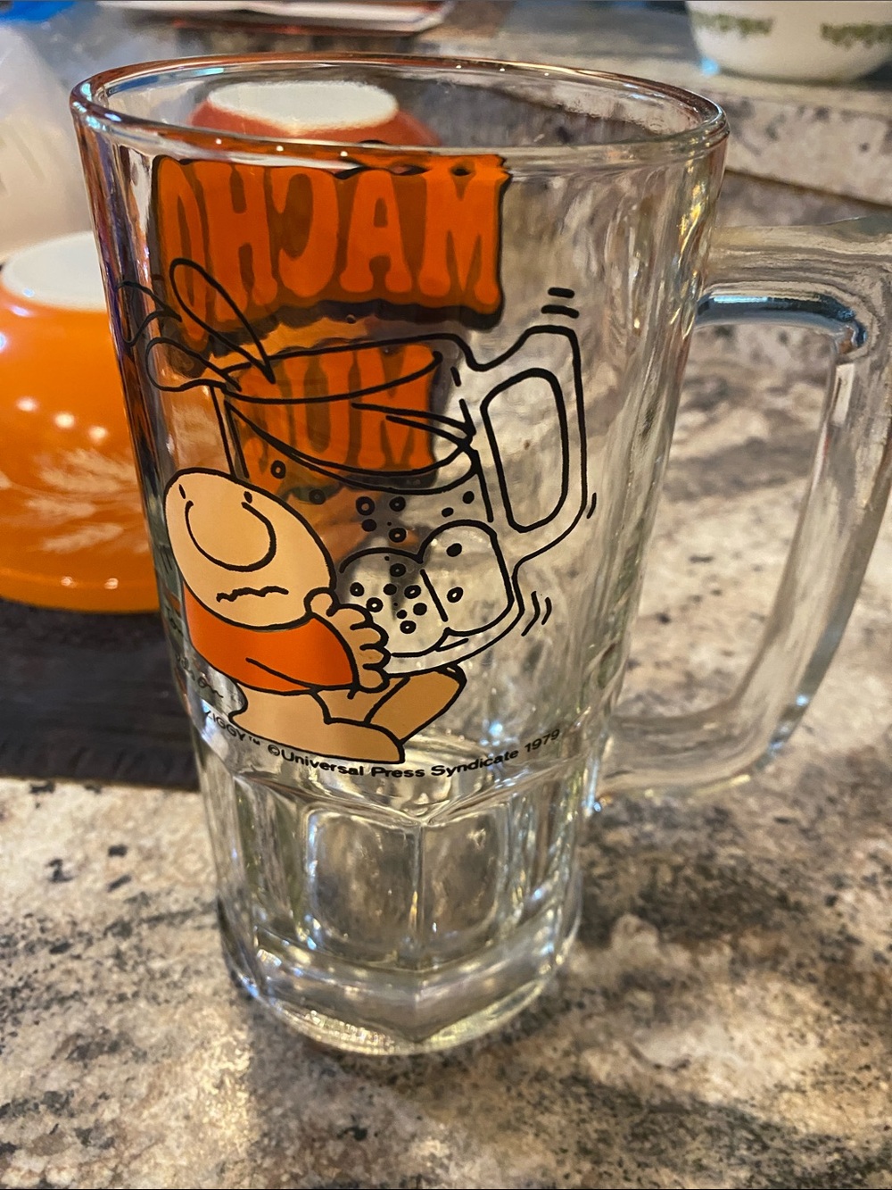 1970’s Ziggy Macho Mug with Orange Graphic Comic Design
